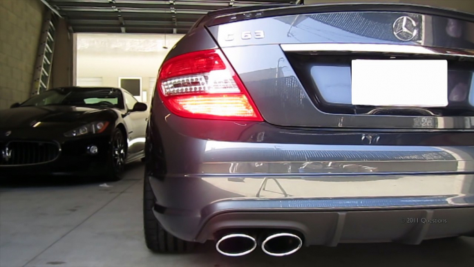 Mercedes C63 AMG vs Maserati Granturismo S (Sounds- Engine Cold Start and REVS)