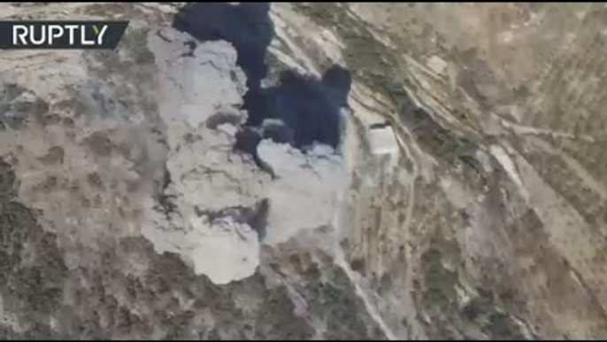 Moment of impact: Drone captures airstrikes in N. Latakia