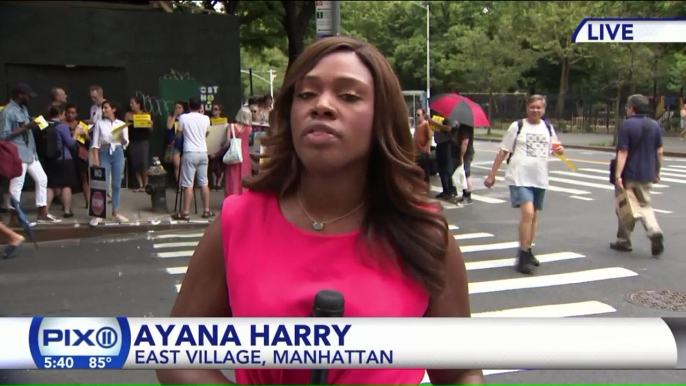 New York City Residents Protest Opening of New Starbucks