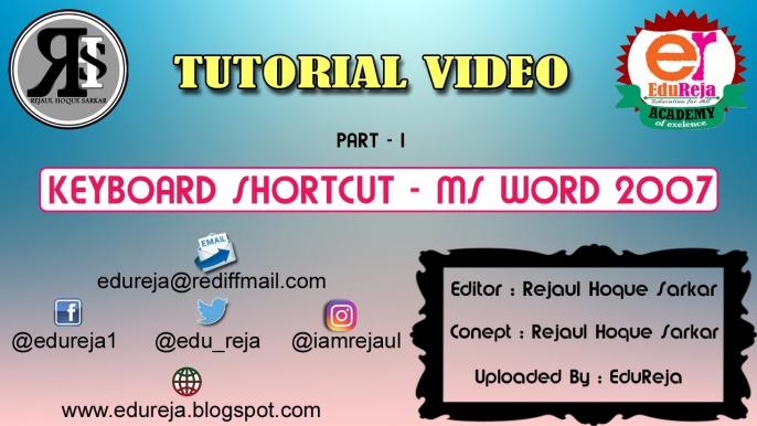 Keyboard Shortcuts - 2 - MS-Word - Part 1 (edureja.blogspot.com) - Rejaul Hoque Sarkar