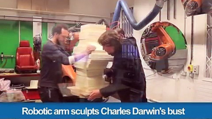 336.Robotic arm sculpts Charles Darwin