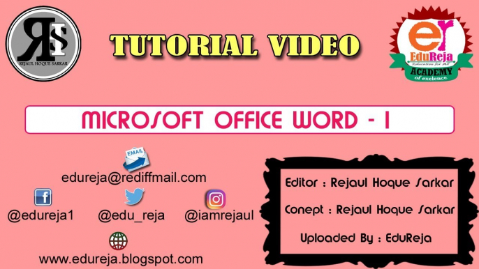 MS-Word 2007 | Tutorial - 1 | How to Open MS-Word 2007 | Edureja - Rejaul Hoque Sarkar