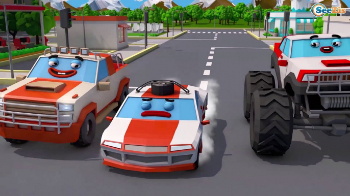 Trucks Cartoon for Children - Tow Truck, Fire Truck, Crane : Diggers for Kids | Service Vehicles