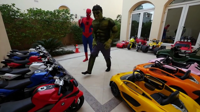 Belajar Mewarnai Bersama HULK dengan Sepeda Motor dan Mobil, Ada Spiderman dan Joker || Mainan Anak