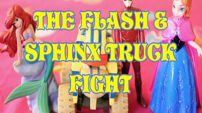 THE FLASH & SPHINX TRUCK FIGHT ARIEL LITTLE MERMAID PRINCESS ANNA DISNEY BLAZE MONSTER MACHINES  Toys BABY Videos , DC C