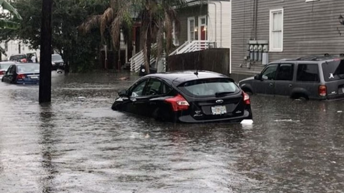 New Orleans Street Submerged After Torrential Rain