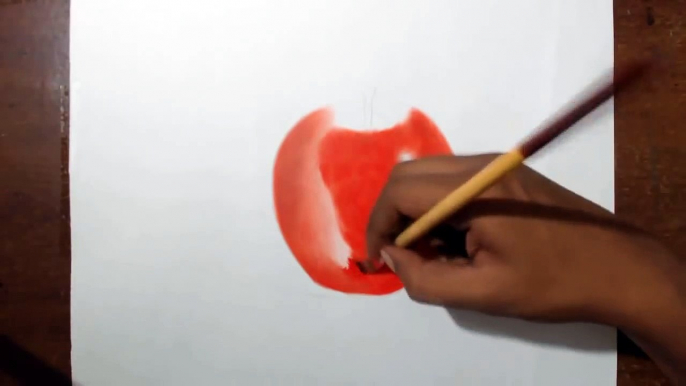 Drawing/Painting a Red Apple - Oil painting Dry brush + prismacolor pencils Draw Color Pai