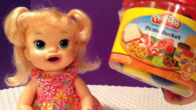 BABY ALIVE Baby Doll Super Snacks Snackin Sara Eats Play Doh and Playdough Poop Toy Video