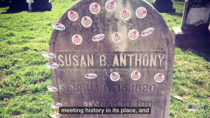 I voted stickers put on Susan B. Anthony.