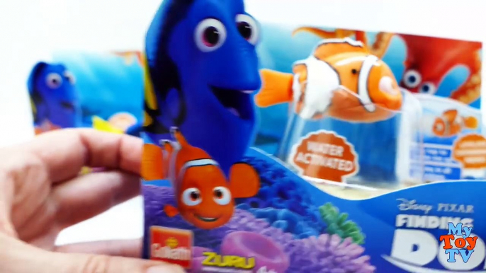 Disney FINDING DORY and FINDING SPONGEBOB Toys: Dory, Marlin + Nemo Swimming in Water