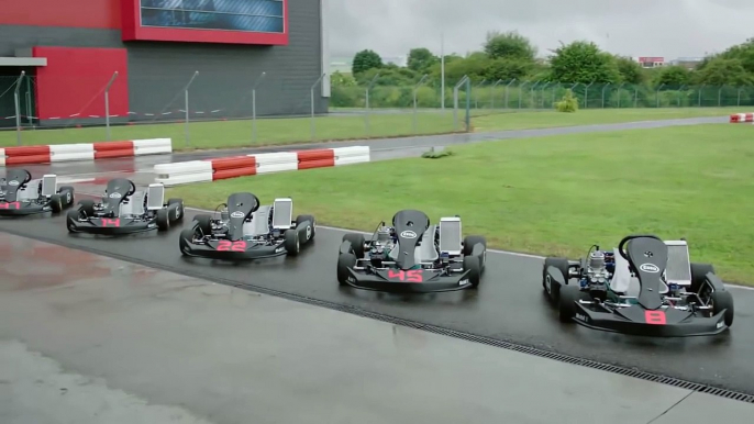 Mika Hakkinen, David Coulthard, Jenson Button, Fernando Alonso Karting Campus