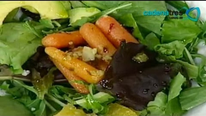 Receta de como preparar ensalada de zanahoria, aguacate y naranja. Receta de ensalada mexicana