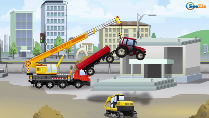 Learn Colors Tractor & JCB Excavator 1 HOUR Cartoon Compilation Children Video Diggers for kids