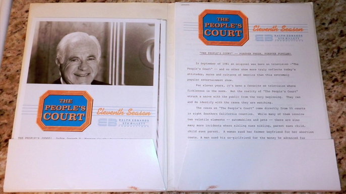 Judge Joseph A. Wapner The Peoples Court Television Show Press Kit (1992)