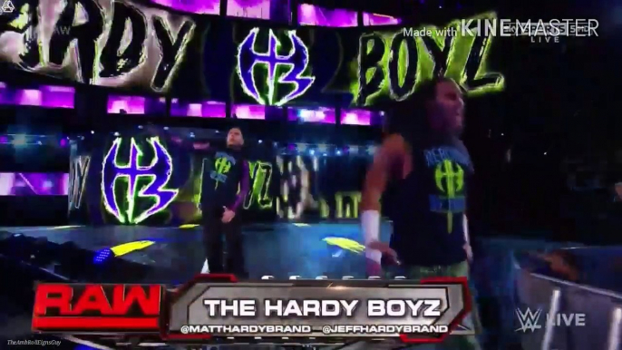 The Hardy Boyz & Finn Balor Entrance (DOUBLE POP) RAW June 26. 2017 (HD)