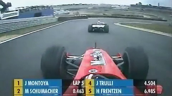 2001 Brazilian GP Michael Schumacher chasing Juan Pablo Montoya