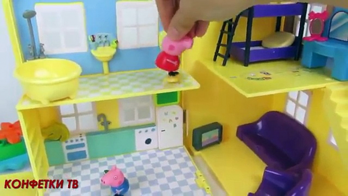 Cerdo juguetes y vlogs dasa juguetes Peppa Pig sus amigos en un peppa de plaschadka bebé