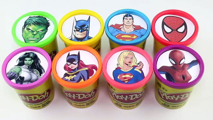 Homme chauve-souris les couleurs tasses ponton Apprendre jouer homme araignée super-héros avec Doh surprise superman