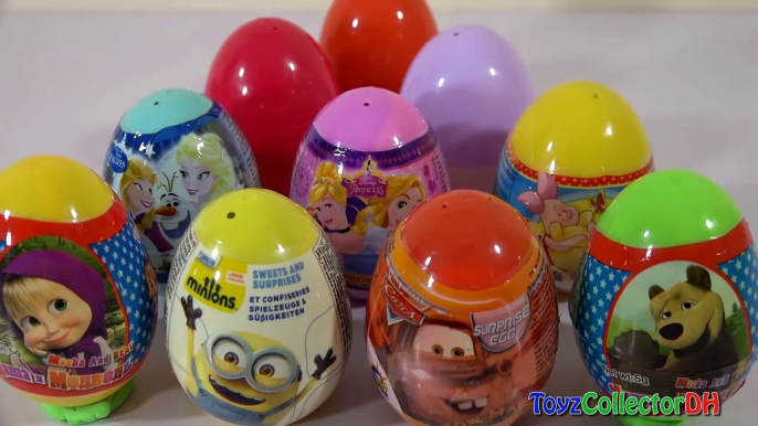 Surprise Eggs Opening Masha and The Bear Frozen Minions Disney Princess Winnie Pooh Play-Doh Eggs