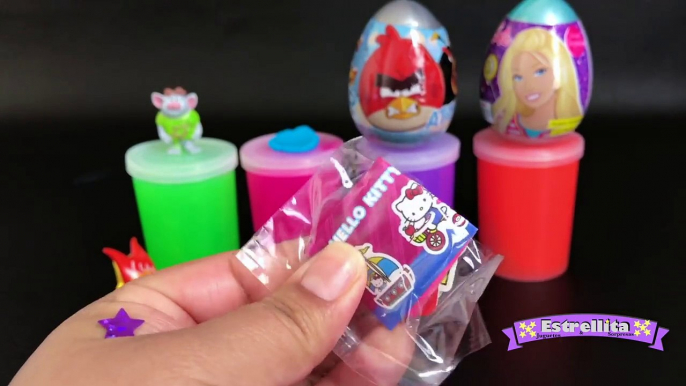 HUEVOS KINDER SORPRESA EN ESPAÑOL Angry birds,Barbie, Hello kitty, Juguetes sorpresa en SLIME