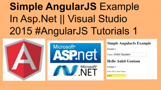 Simple angularjs example in asp.net || visual studio 2015 #angularjs tutorials 1