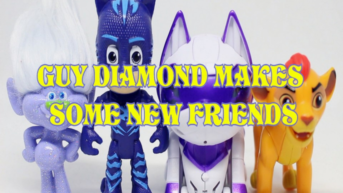 GUY DIAMOND MAKES SOME NEW FRIENDS TROLLS MOVIE CATBOY KITTY KION Toys BABY Videos , LION GUARD , DREAMWORKS , PJ MASKS