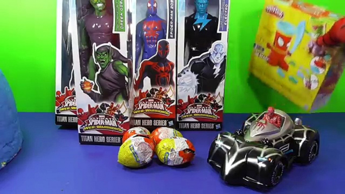 Guess Super Heroes Under Play Doh Cans | Green Goblin SpiderMan Venom Electro Spiderman 20