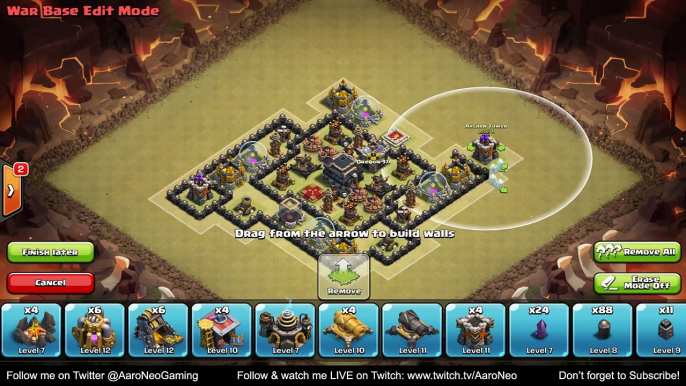 BEST Town Hall 9 (TH9) Trophy/War Base Design -Air Sweeper + Anti-Air (Clash of Clans) Setup #4