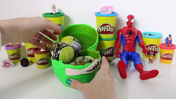 TMNT Giant Play Doh Surprise Eggs Opening Teenage Mutant Ninja Turtles Episodes Compilatio