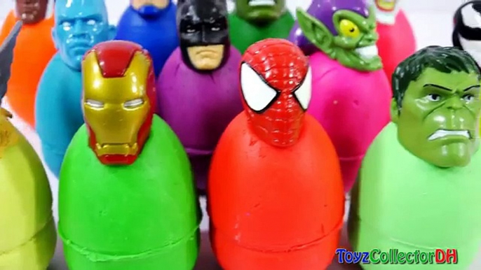 PLAY DOH SURPRISE EGGS for Childrens and Baby Superhero Heads Learn Colors Finger Family H