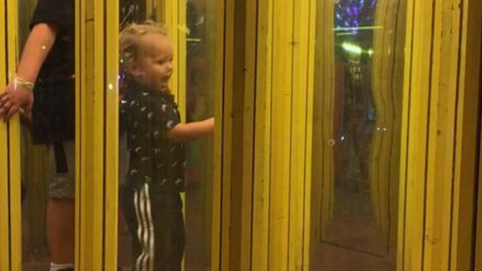 Little Boy Does Not Have A Fun Time In The Fun House