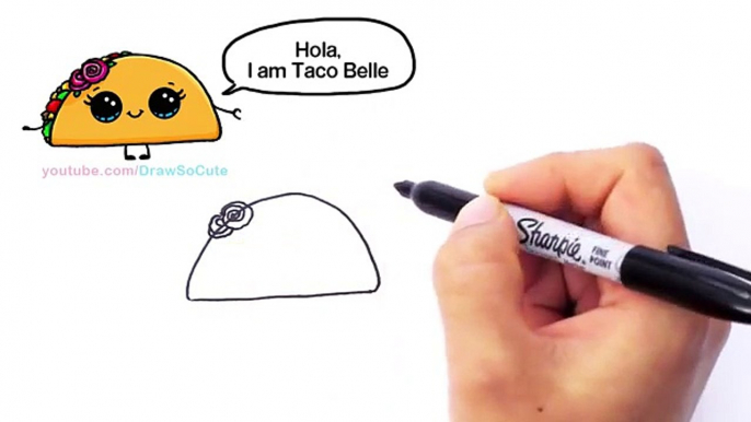 How to Draw Cartoon Tacos Cute step by step Easy - Cute Cartoon Food