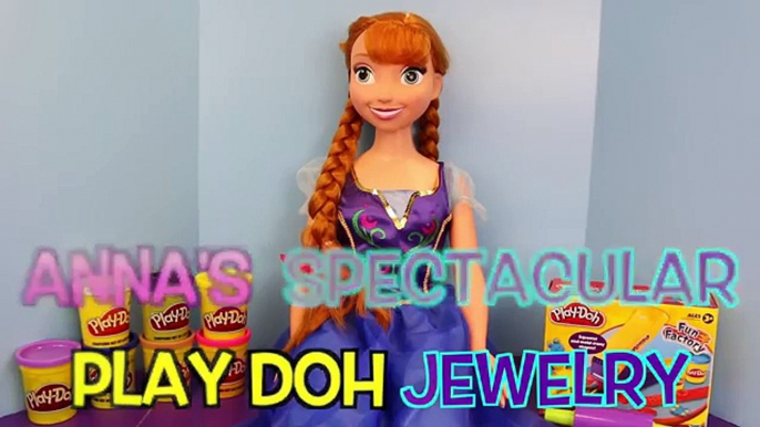 Frozen Disney My Size Anna Doll Making Play Doh Jewelry Necklace Bracelet and Anklet Tutorial