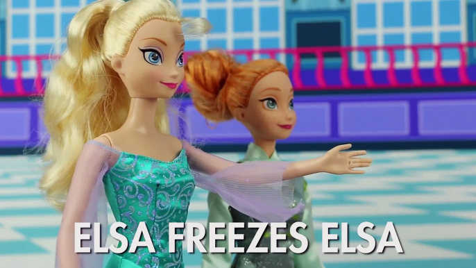 Elsa Freezes Elsa, not Hans, with Frozen Anna. DisneyToysFan