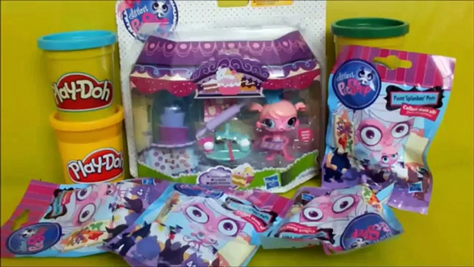 Littles Pet Shop Party with blind bag guest and Play Doh food, LPS