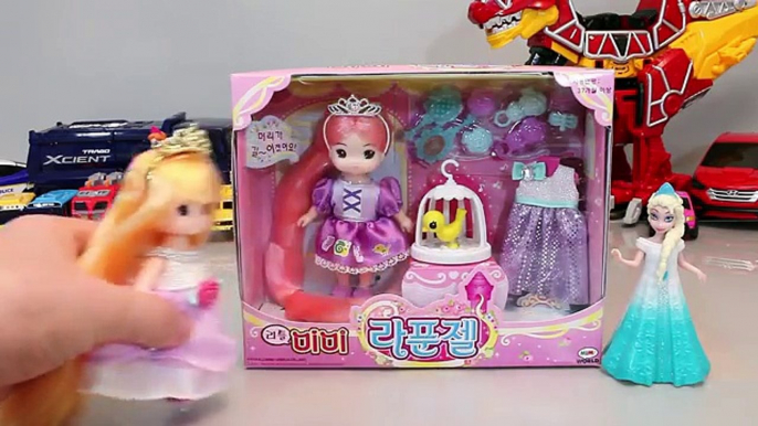 리틀미미 핑크라푼젤 공주 인형 놀이 겨울왕국 타요 폴리 뽀로로 장난감 Princess Dress Up Doll Play Toys for Kids