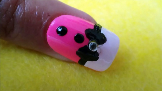 UNHAS DECORADAS TERNINHO ROSA E PRETO 2 - NAIL ART END PINK