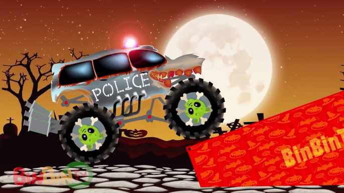 Scary Fire Trucks Vs Police Car - Monster Trucks For Children - Street Vehicles For Kids | Halloween