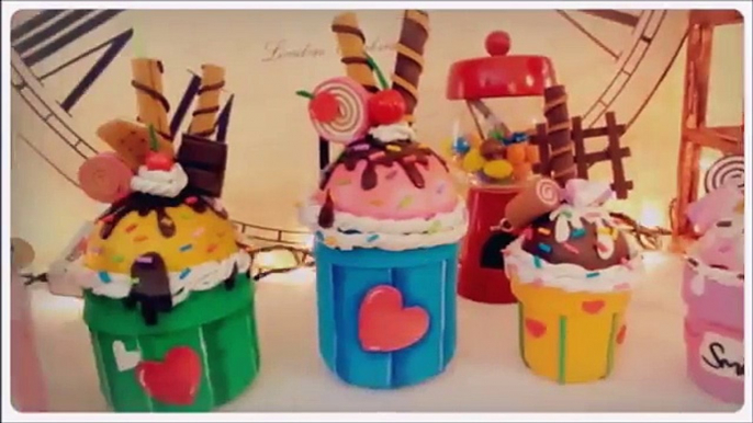 DIY crafts how to ice cream cupcake with EVA foam recycled glass jars - handmade - Youtube - Isa ❤️