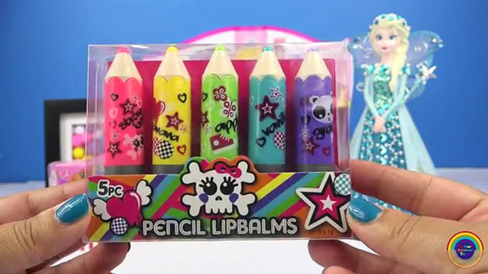 LIP BALM SCENTED PENCILS Colors Lip Gloss Strawberry Banana Grape Vanilla Apple Frozen Elsa Shopkins