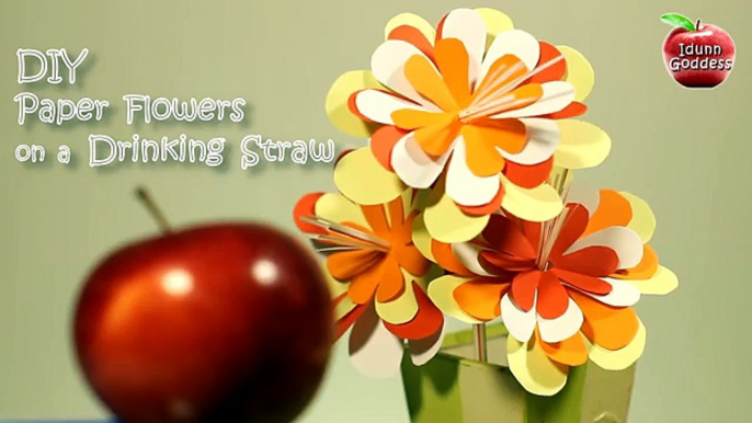 DIY Paper Flowers On A Drinking Straw - How To Make Easy Paper Flowers