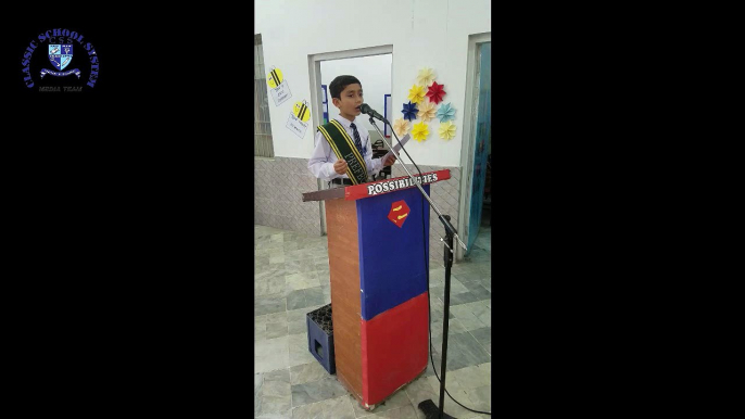 A tribute to all teachers by Abdullah Butt in Morning Assembly, Classic School System, Boys Campus, Sialkot