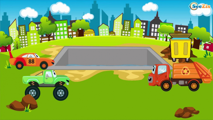 Cars Cartoon - Fire Trucks for Children - Crane for Kids - Monster Trucks Cartoons for Children