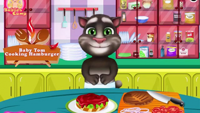 Talking Tom Cooking Class - Baby Tom Cooking Hamburger - Talking Angela & Tom Cat Babies Baby Game