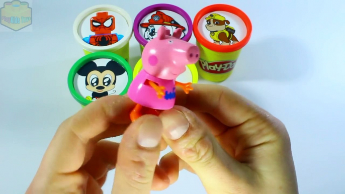 Play-doh Superhero Bottles Spiderman Peppa Pig Paw Patrol Mickey Mouse Learning Colors for Kids