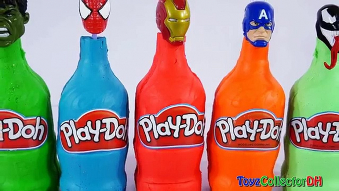 Superhero Bottles Finger Family Compilation Learn Colors Play Doh Bottles Body Paint Ice Cream Scoop