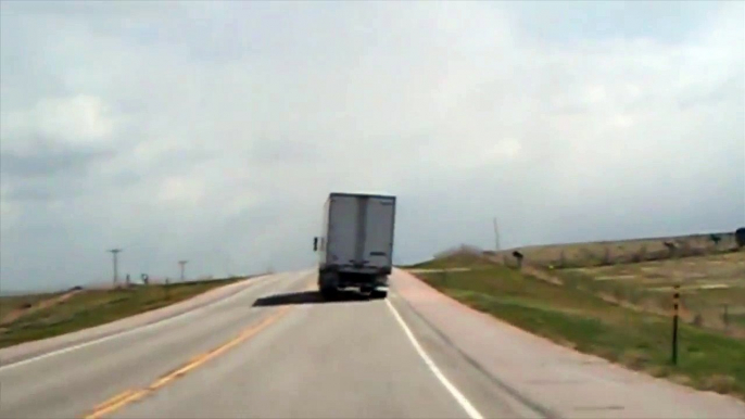 Truck Almost Flipped By Storm Winds