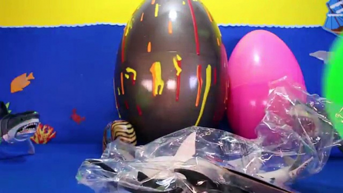 Surprise SHARK TOYS GIANT EGGS with Toy Sharks, Killer Whales, Sea Animals, ORCA KIDS Videos