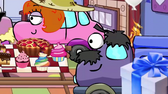 CARS Celebrating Trucks BIRTHDAY! New Adventures of CAR WHEELY! PlayLand Cars cartoons 80