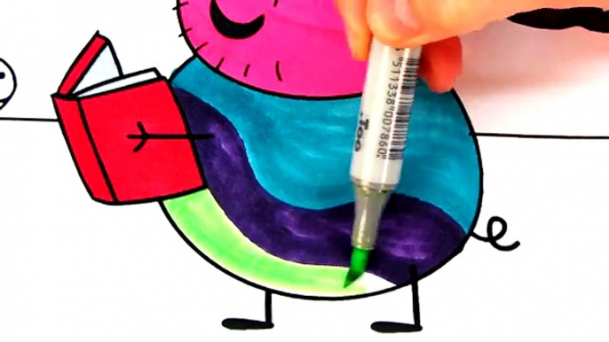 Mummy Pig Peppa Pig Drawing. Coloring Book Pages Videos For Kids with Colored Markers